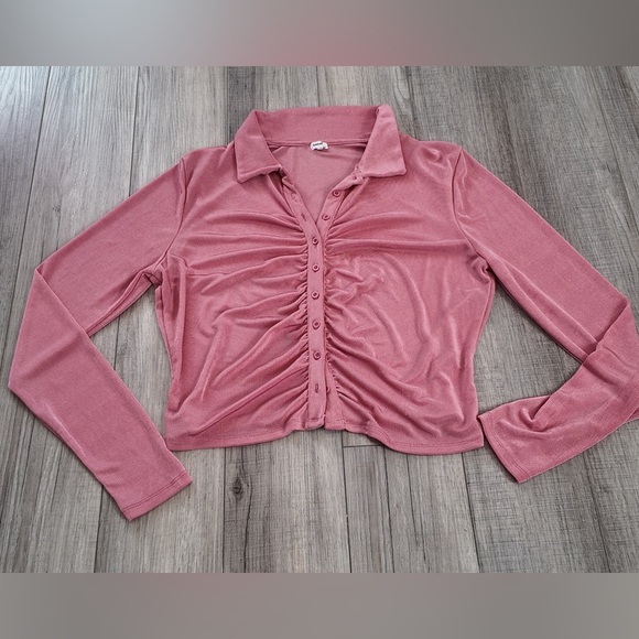 Garage Daphne Ruched Long Sleeve Blouse | Size XL | Soft Pink - Picture 5 of 8
